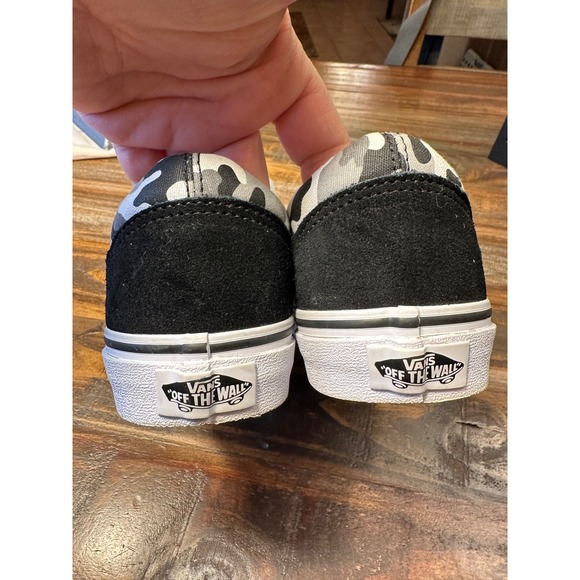 Vans Old Skool Kids Camo Low‎ Top Sneakers Black White Gray Size 3 Youth - Picture 5 of 11